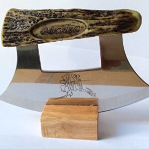 Alaska Ulu Cultured Antler with Etched Alaska Design Stainless Blade