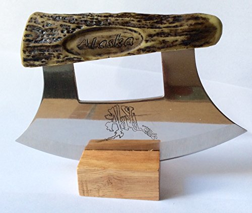 Alaska Ulu Cultured Antler with Etched Alaska Design Stainless Blade