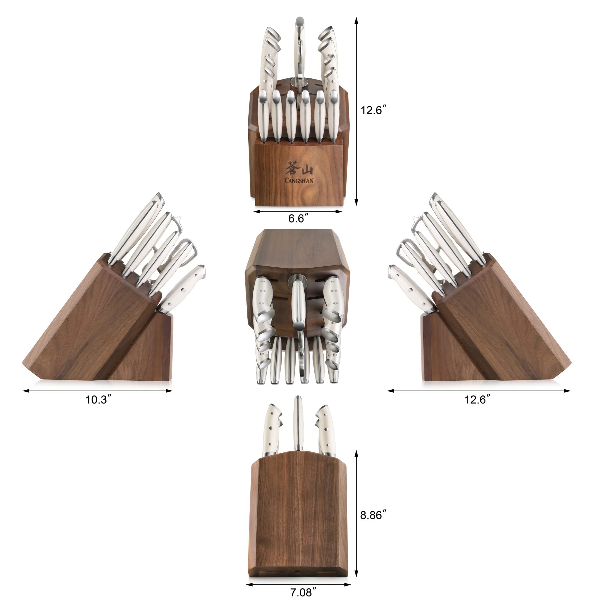 Cangshan Z1 Series 1024197 German Steel Forged 17-Piece Knife Block Set, Walnut