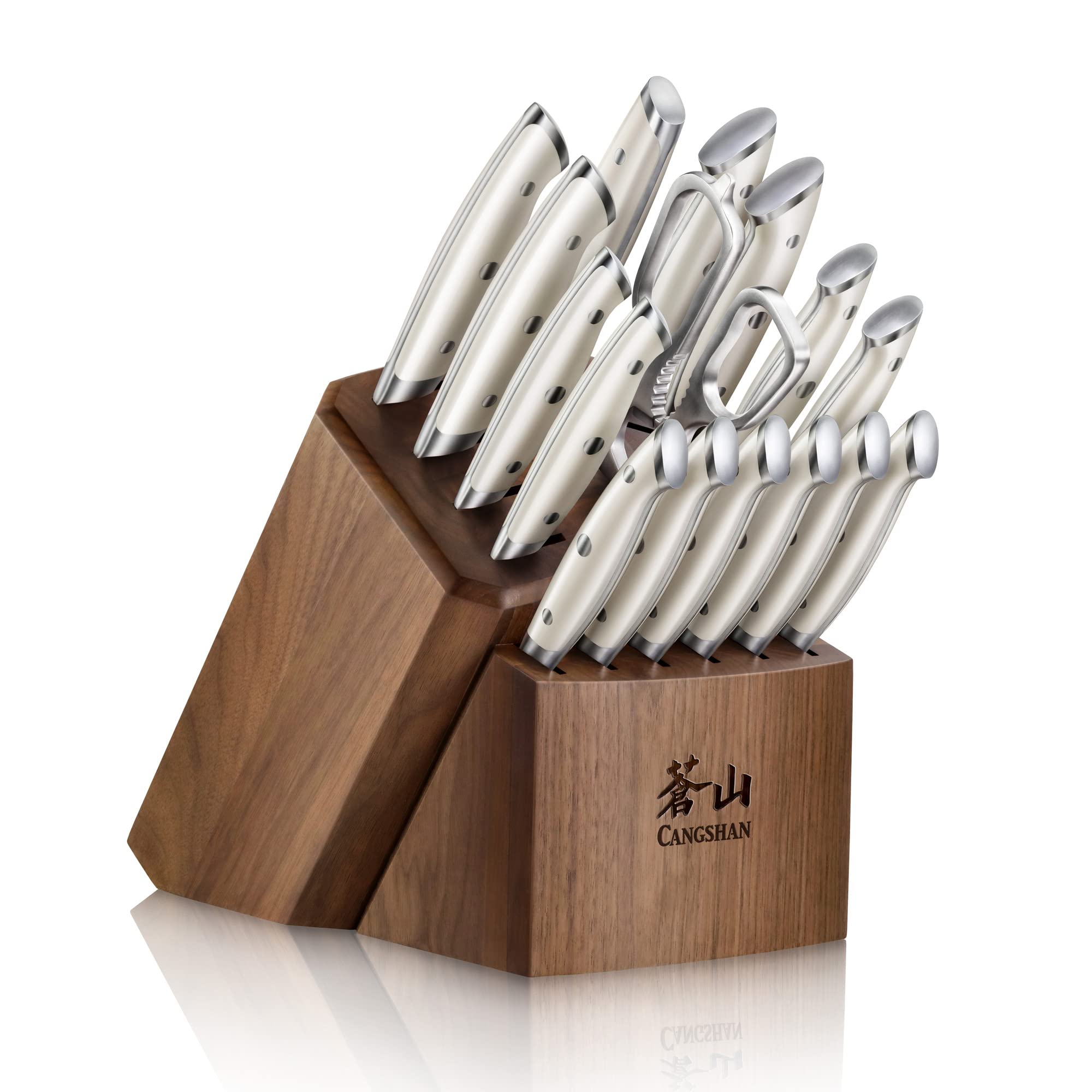 Cangshan Z1 Series 1024197 German Steel Forged 17-Piece Knife Block Set, Walnut