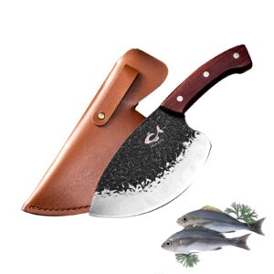 henwafx seafood market aquatic fish knives professional tool kitchen knife sharp slaughter fish special knife meat cleaver (forging)