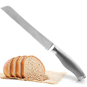 simple craft 13-inch serrated bread knife - ultra sharp stainless steel serrated knife with comfortable grip handle - one piece bread knife for homemade bread for loaves, vegetables, & more