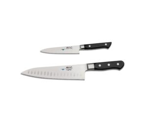 mac knife professional series 2-piece starter knife set pro-20, mth-80 pro series 8" chef's knife w/dimples and pkf-50 pro series 5" paring knife, handcrafted in seki, japan