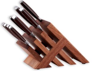 messermeister avanta 10-piece pakkawood knife block set - german x50 stainless steel - includes 4 speciality knives, heavy-weight fork, 4 steak knives & magnetic knife block