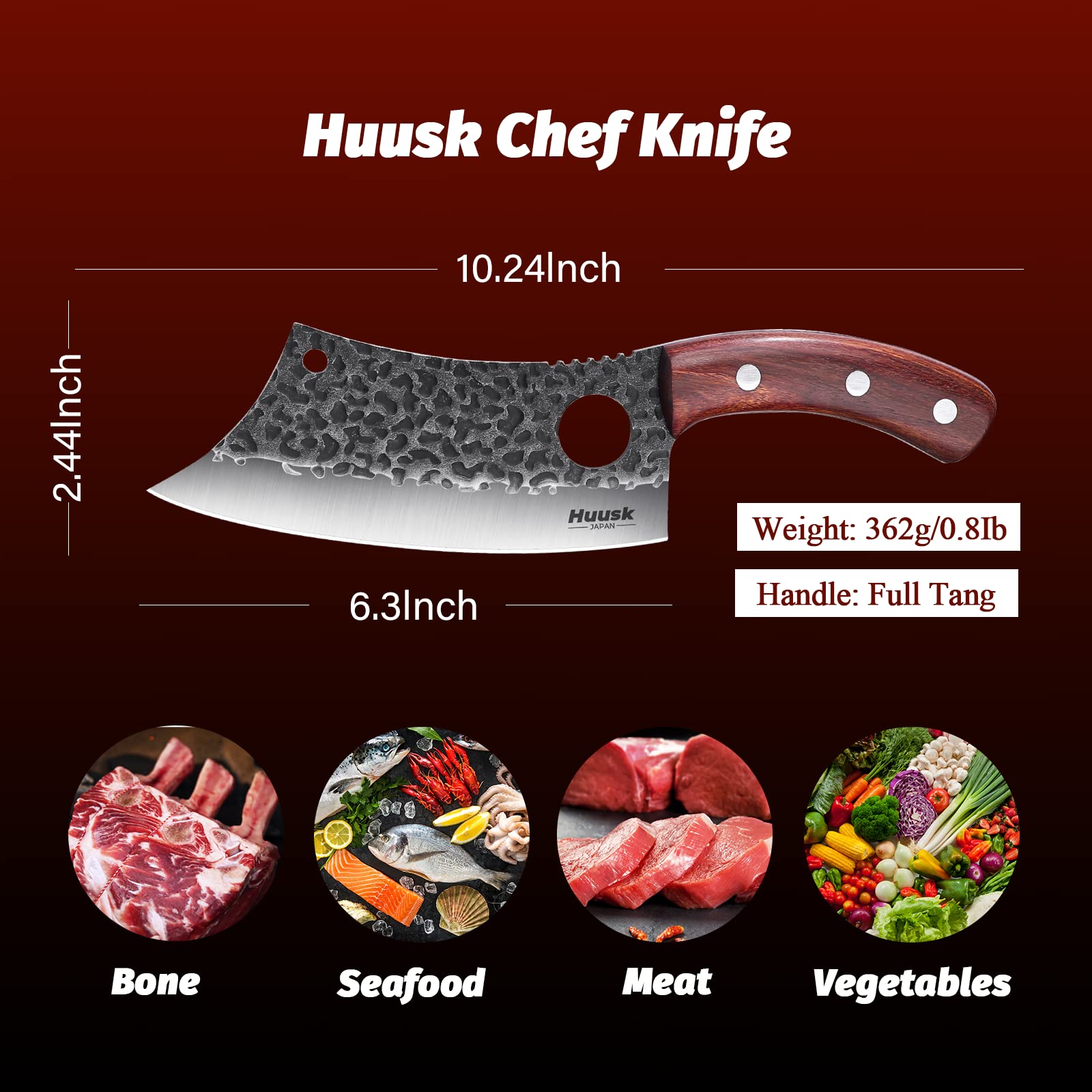 Huusk Collectible Knives - Upgraded Chef Knife & Meat Knife with Leather Sheath and Gift Box…