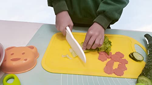 KETWOD Kids Knifes for Real Cooking, 11Piece Toddler Knife Set Includes Wooden Kid Safe Knife, Serrated Plastic Kids Knife Set,Crinkle Cutter, Cutting Board, Y Paring Knife。