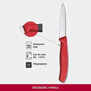 Victorinox VIC-6.7601 Swiss Classic Paring 3¼" Straight Spear Point Blade 5/8" Width at Handle Red