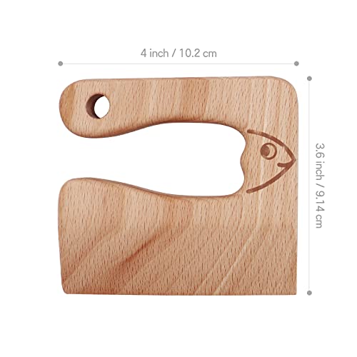 CONSIO Wooden Kids Knife - Children's Safe knives - Toddler Knife for Chopping - Safe Cutting Veggies Fruits - Fish Shape