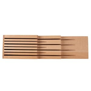 Shun Drawer 7 Slot Kitchen Knife Tray, 18 x 7 x 2.25 inches, Beechwood Block Holder & Organizer, Wood