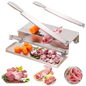 manual bone meat slicer,stainless steel bone cutter machine,rib fish chicken beef cutting machine for home cooking and commercial cooking 15.3 in(2 sharp blades)
