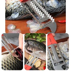 Fish Scaler Remover, Fish Scraper Fast Cleaning Fish Skin, Fish Scale Remover with Stainless Steel Sawtooth Easily Remove Fish Scales-Cleaning Brush Kitchen Descaler Tool