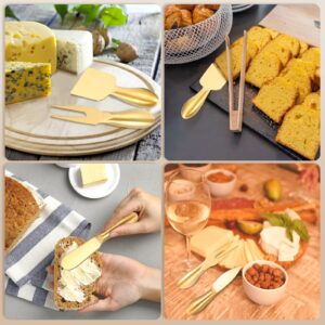 38 Pcs Charcuterie Board Accessories Utensils Include Cheese Knife Set Charcuterie Bowls Cheese Markers Serving Tongs Spoons and Forks Honey Dipper for Butter Cheese and Pastry Making (Gold)