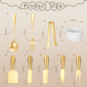 38 Pcs Charcuterie Board Accessories Utensils Include Cheese Knife Set Charcuterie Bowls Cheese Markers Serving Tongs Spoons and Forks Honey Dipper for Butter Cheese and Pastry Making (Gold)