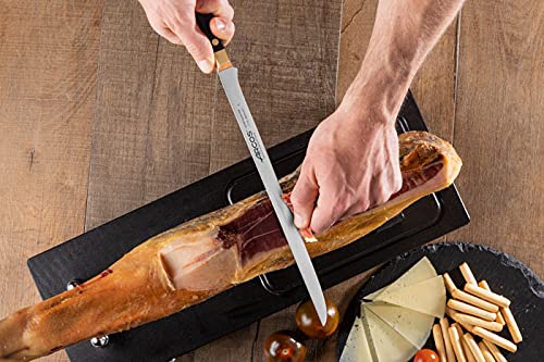 ARCOS Carving Knife 12 Inch Stainless Steel. Ham Slicer Knife for Cutting Ham and Meat. Ergonomic Polyoxymethylene Handle and 300mm Blade. Series Regia. Color Black/Gold