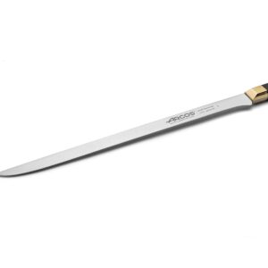 ARCOS Carving Knife 12 Inch Stainless Steel. Ham Slicer Knife for Cutting Ham and Meat. Ergonomic Polyoxymethylene Handle and 300mm Blade. Series Regia. Color Black/Gold