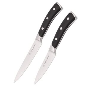 dura living 2-piece professional kitchen knife set – ultra sharp, precision forged high carbon german stainless steel, 5" utility & 3.5" paring knives, ergonomic handle, multipurpose, black