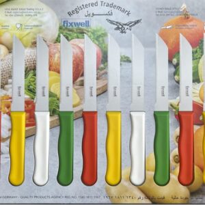 fixwell Stainless Steel Knife Set, 12-Piece, WHITE, RED, GREEN , YELLOW, 3 INCH