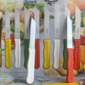 fixwell Stainless Steel Knife Set, 12-Piece, WHITE, RED, GREEN , YELLOW, 3 INCH