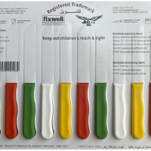 fixwell Stainless Steel Knife Set, 12-Piece, WHITE, RED, GREEN , YELLOW, 3 INCH