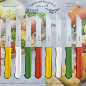 fixwell Stainless Steel Knife Set, 12-Piece, WHITE, RED, GREEN , YELLOW, 3 INCH