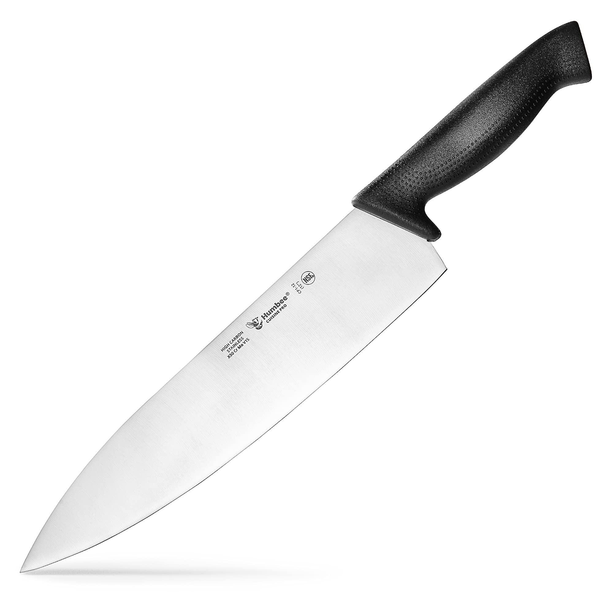 Humbee Cuisine Pro 12-Inch Chef Knife High Carbon Stainless-Steel Extra-Wide Razor-Sharp Blade Comfortable Grip Handle Dishwasher Safe, NSF Certified