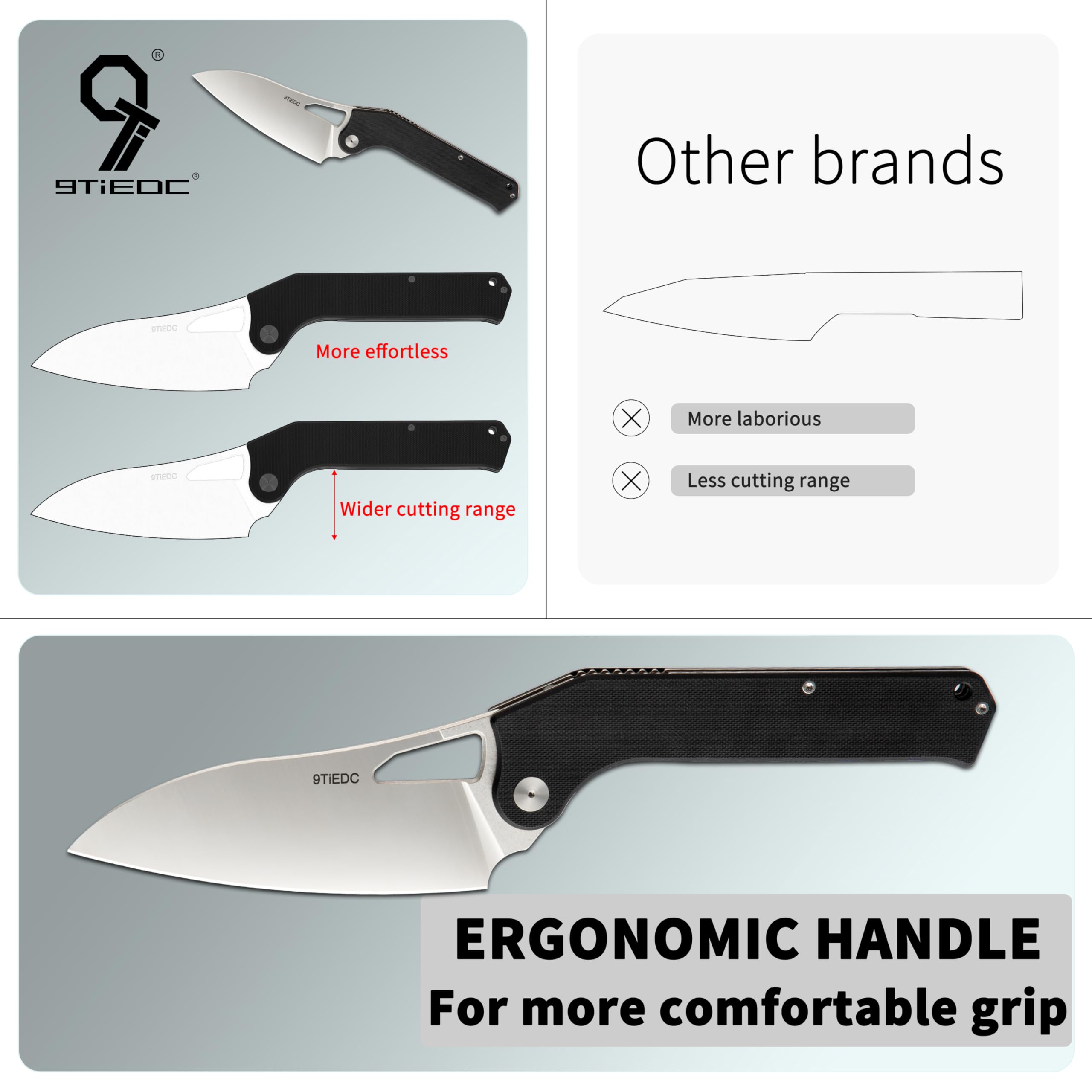 9TiEDC Pocket Folding Chef Knife,VG10 Stainless Steel Ultra sharp Pocket Folding Knife,Folding Camping Knife for Cooking,G10 Handle Camping Trip Outdoor Portable Kitchen Knife(black)