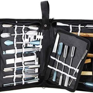 eoocvt Culinary Carving Tool Set Fruit Vegetable Food Garnishing Cutting Slicing Peeling Culinary Garnish Tools Kit (46 pcs)