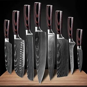 SENKEN 8-piece Japanese Imperial Knife Set with Magnetic Knife Block Bundle