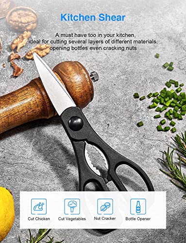 KDIK 16 PCS High Carbon Stainless Steel Kitchen Knife Set, BO Oxidation, No Rust, Sharp Cutlery Black Knife Set with Acrylic Stand and Serrated Steak Knives,AB112