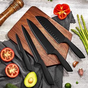 KDIK 16 PCS High Carbon Stainless Steel Kitchen Knife Set, BO Oxidation, No Rust, Sharp Cutlery Black Knife Set with Acrylic Stand and Serrated Steak Knives,AB112