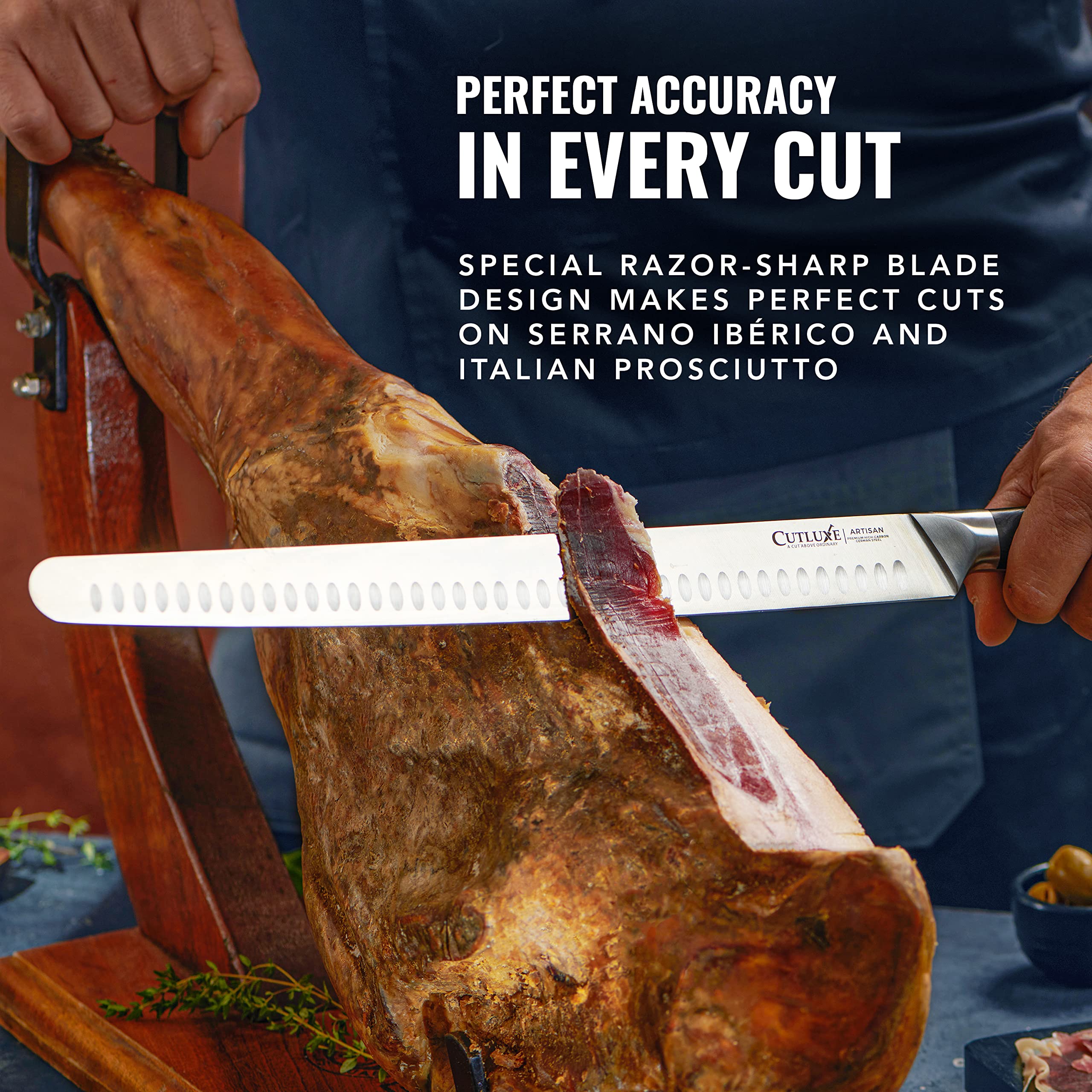 Cutluxe Extra-Long 14" Slicing Carving Knife – Brisket Knife, Razor Sharp Meat and BBQ Knife – High Carbon German Steel – Full Tang & Ergonomic Handle Design – Artisan Series