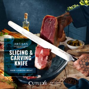 Cutluxe Extra-Long 14" Slicing Carving Knife – Brisket Knife, Razor Sharp Meat and BBQ Knife – High Carbon German Steel – Full Tang & Ergonomic Handle Design – Artisan Series