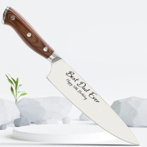 stainless steel professional chef's knife – custom engraved ultra sharp kitchen japanese knife - 9 inches with personalized touch