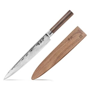 cangshan j series 62786 x-7 steel sashimi chef knife with walnut sheath, 10-inch