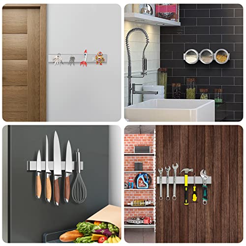 Ninonly 12 Inch Magnetic Knife Holder for Refrigerator, Stainless Steel Double Sided Magnet Knife Strip for Wall, No Drilling Magnetic Knife Rack with Powerful Magnetic Pull Force Fridge Applicable