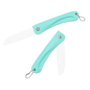 yaodhaod folding knife,folding vegetable fruit ceramic knife handy perfect for picnics,camping - 5 colors optional (blue)