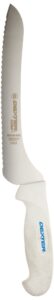dexter-russell sofgrip sg163-9sc-pcp 9" white scalloped offset sandwich knife with soft rubber grip handle