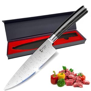 ritsu chef knife - 8 inch chef's knife, ultra sharp kitchen knife, german high carbon steel japanese chef knife with ergonomic handle for home kitchen restaurant