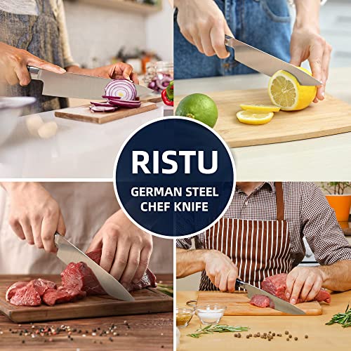 RITSU Chef Knife - 8 Inch Chef's Knife, Ultra Sharp Kitchen Knife, German High Carbon Steel Japanese Chef Knife with Ergonomic Handle for Home Kitchen Restaurant