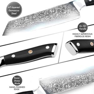 Damascus Chef Knife 8 Inch, Razor Sharp Kitchen Knife Japanese VG-10 Stainless Steel with Premium G10 Handle&Triple Rivet&Gift Box（8 Inches）