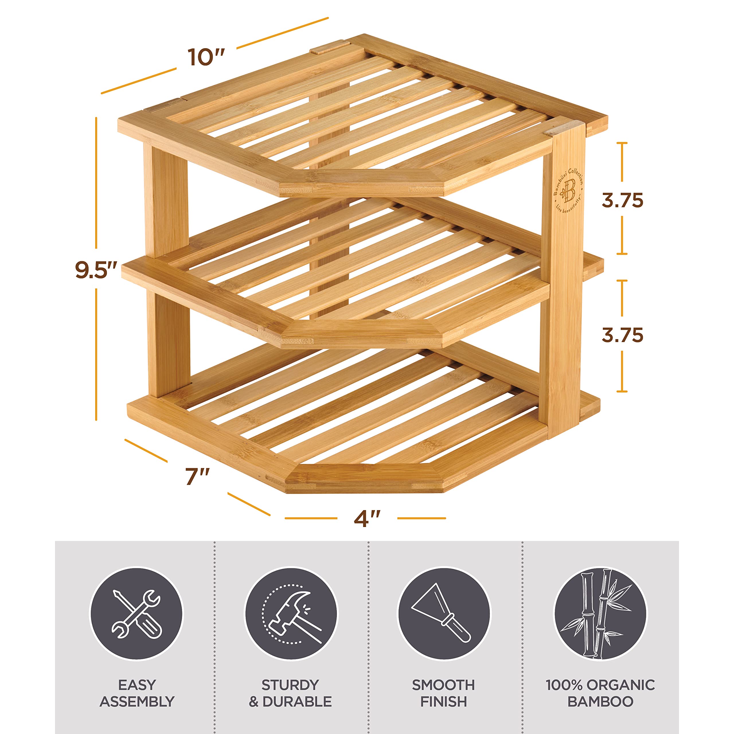 Luxury Bamboo Bread Slicer with Knife and Bamboo Corner Kitchen Shelf