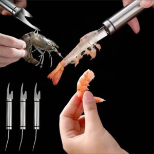 3pcs 5 in 1 multifunctional shrimp line fish maw knife, multipurpose shrimp peeler, stainless steel shrimp deveiner tool, fish scale knife for home kitchen