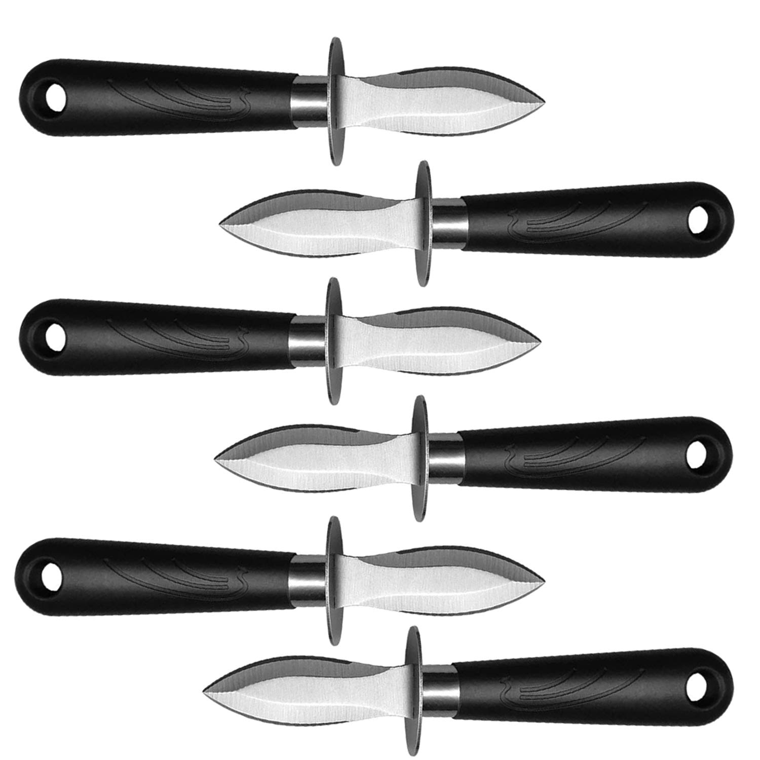 WENDOM 6PCS Oyster Knife with Non-Slip Grip Handle Oyster Shucking Knife Opener Set Clam and Shell Tool Party Supply