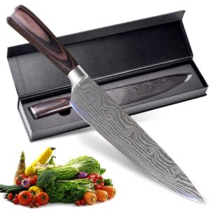 auiikiy professional chef knife, 8 inch pro kitchen knife, german high carbon stainless steel knife with ergonomic handle