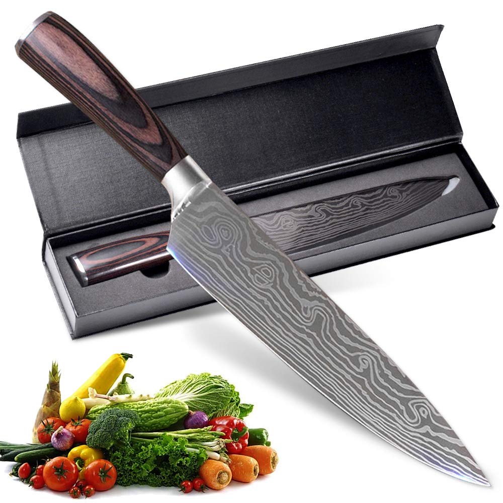 AUIIKIY Professional Chef Knife, 8 Inch Pro Kitchen Knife, German High Carbon Stainless Steel Knife with Ergonomic Handle