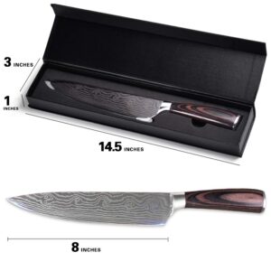 AUIIKIY Professional Chef Knife, 8 Inch Pro Kitchen Knife, German High Carbon Stainless Steel Knife with Ergonomic Handle