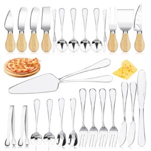 27pcs cheese knife set,cheese spreaders for charcuterie board, stainless steel cheese slicer knife cheese spatula set charcuterie accessories charcuterie utensils with serving tongs spoons forks