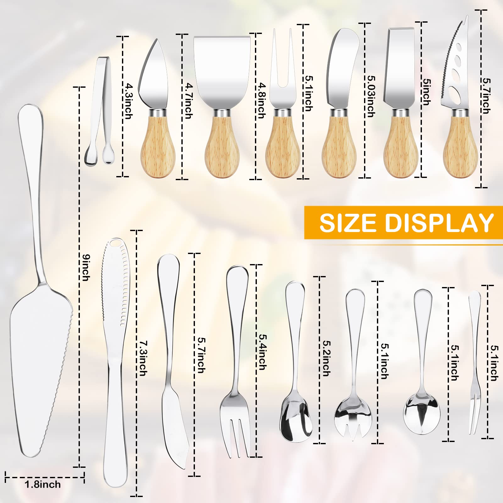 27PCS Cheese Knife Set,Cheese Spreaders for Charcuterie Board, Stainless Steel Cheese Slicer Knife Cheese Spatula Set Charcuterie Accessories Charcuterie Utensils with Serving Tongs Spoons Forks