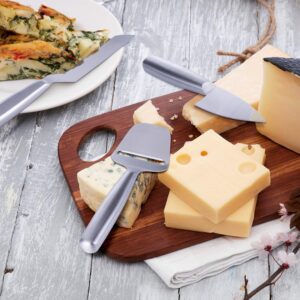 WoneNice Cheese Knives and Slate Markers Set - Collection Cheese Knife Gifts Set with 3 Long Handle Stainless Steel Cheese Knife & 1 Cheese Slicer & 3 Cheese Markers and 2 Soapstone Chalks