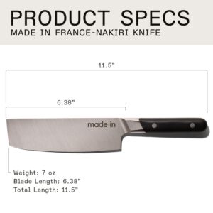 Made In Cookware - 6" Nakiri Knife - Crafted in France - Full Tang With Truffle Black Handle